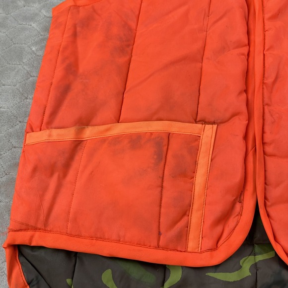 VTG Hunting Vest Reversible Woodland Camo Blaze Orange - Sz L - Simco Zipper - Picture 8 of 14